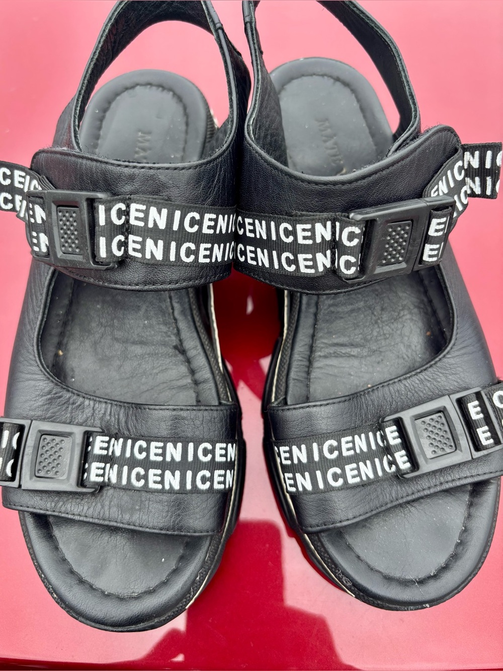 Black Sport Sandals with Branded Strap Detail